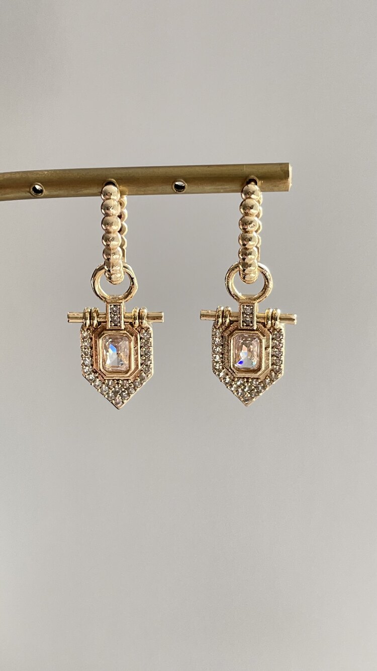 Taşlı Gold Küpe