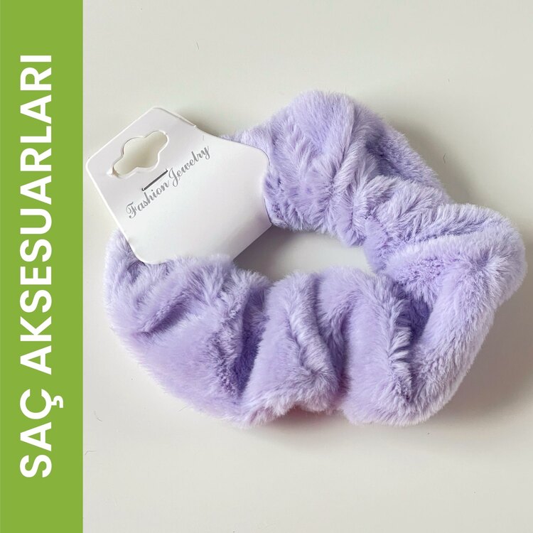 Peluş Lastikli Toka Lila