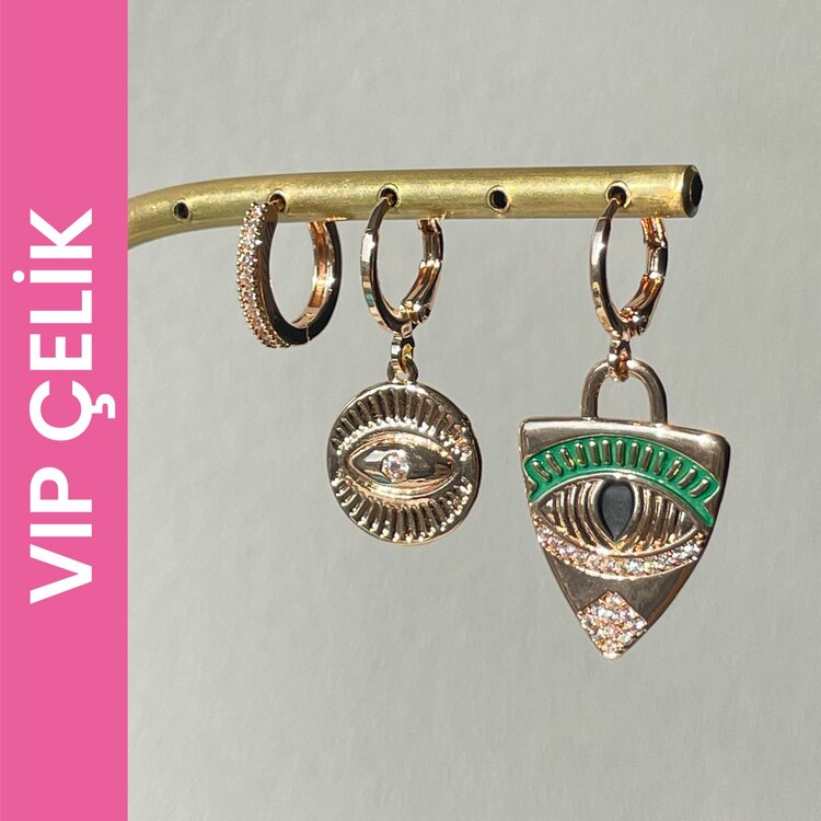 Vip Özel Seri 3’lü Set Çelik Küpe