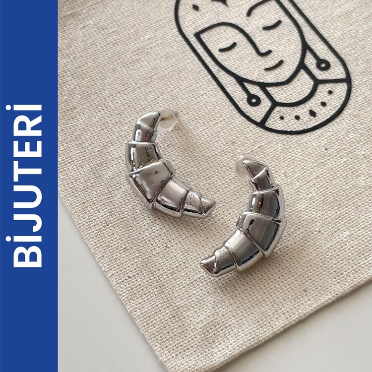 Mini Kruvasan Küpe Silver