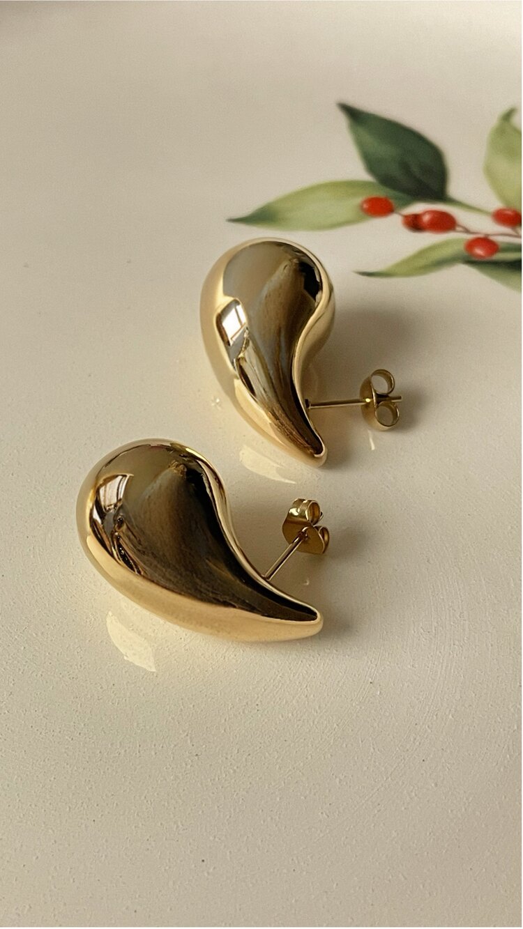 Bottega Çelik Küpe Gold Büyük Boy