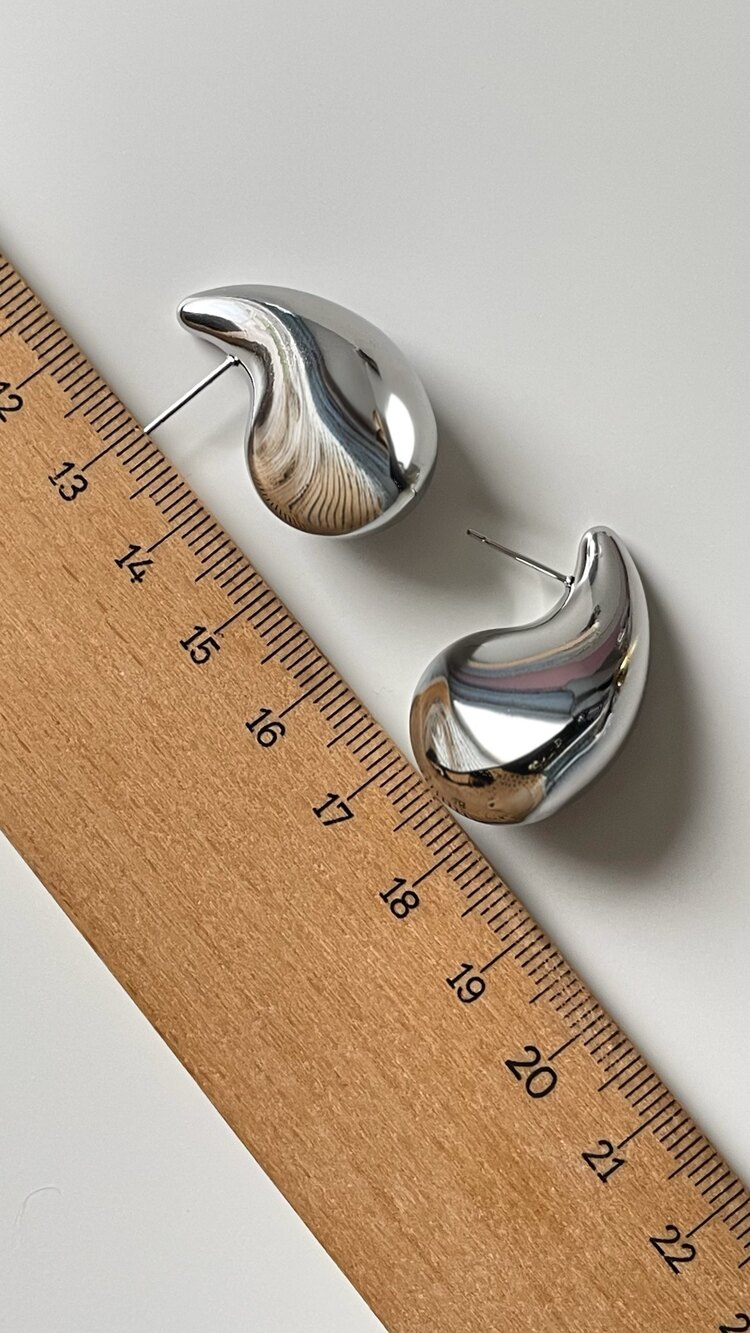 Bottega Çelik Küpe Silver Büyük Boy