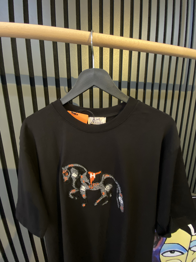 HERMES-AT FİGÜR NAKIŞLI-SİYAH