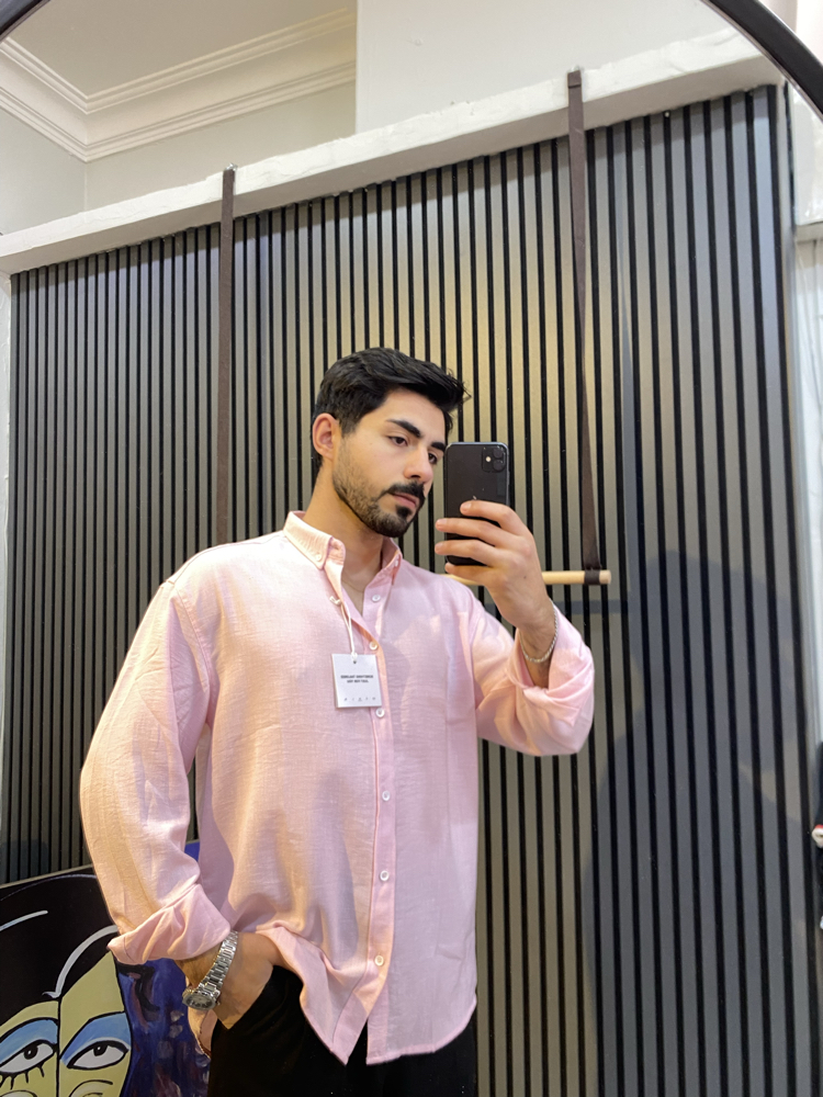 GİESTO-KETEN GÖMLEK-PEMBE
