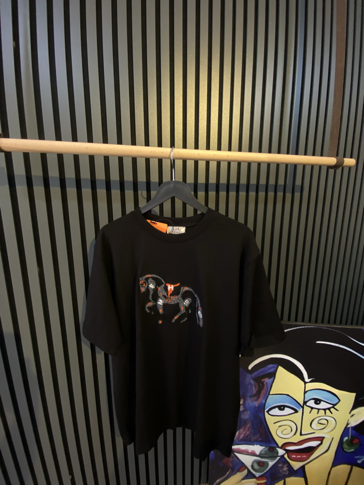HERMES-AT FİGÜR NAKIŞLI-SİYAH