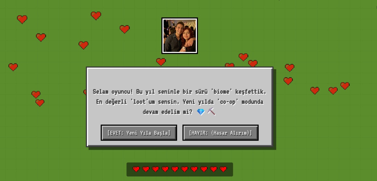 Kişiye özel çıkma teklifi web sitesi- Minecraft