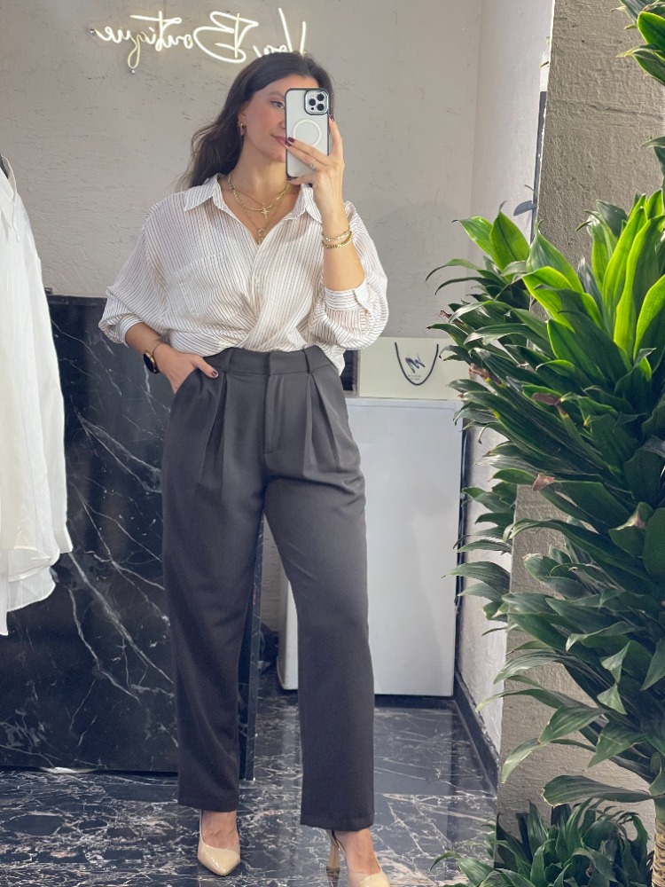 Pileli Kumaş Pantalon