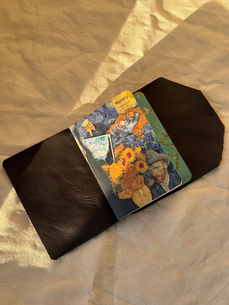 A6 Trifold Leopard-Printed Goat Leather Journal
