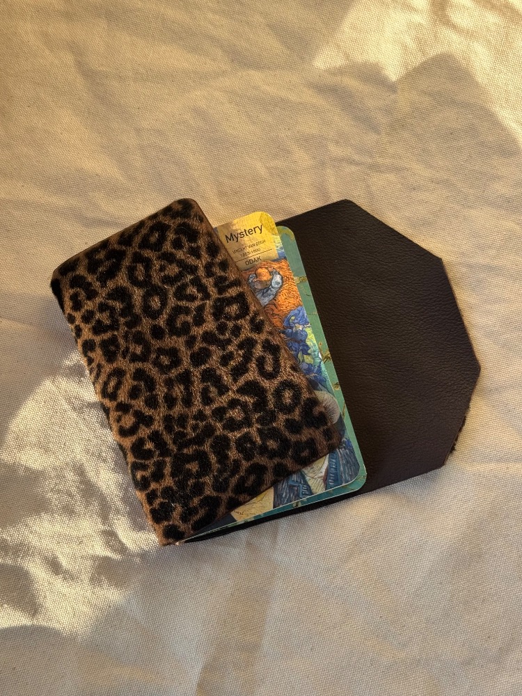 A6 Trifold Leopard-Printed Goat Leather Journal