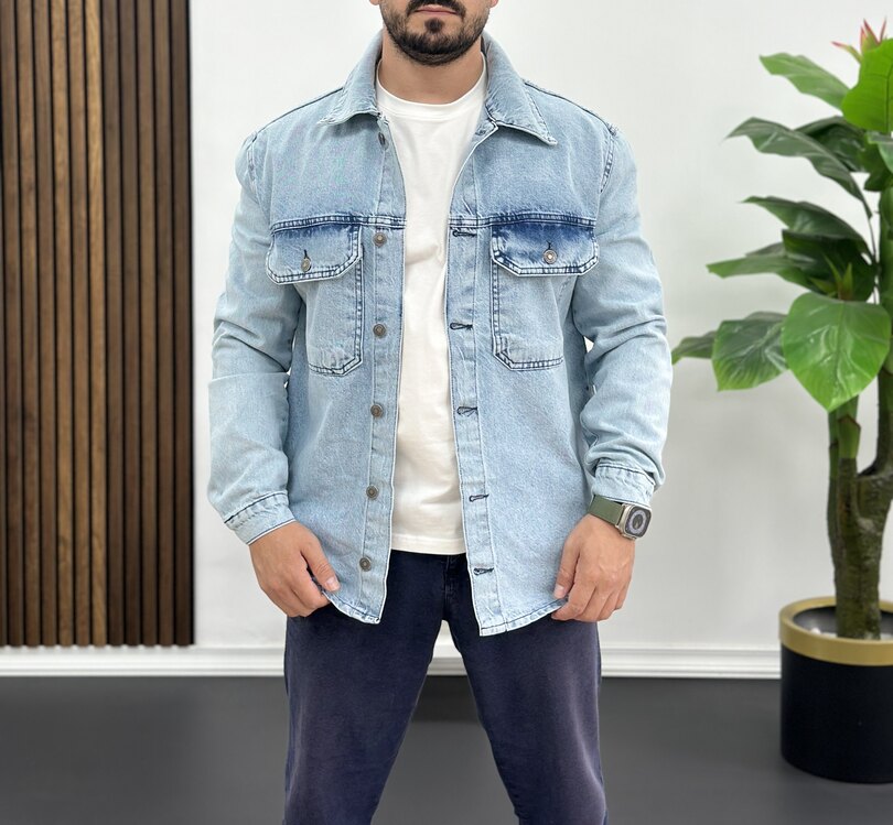 Denim Ceket -Buz mavi