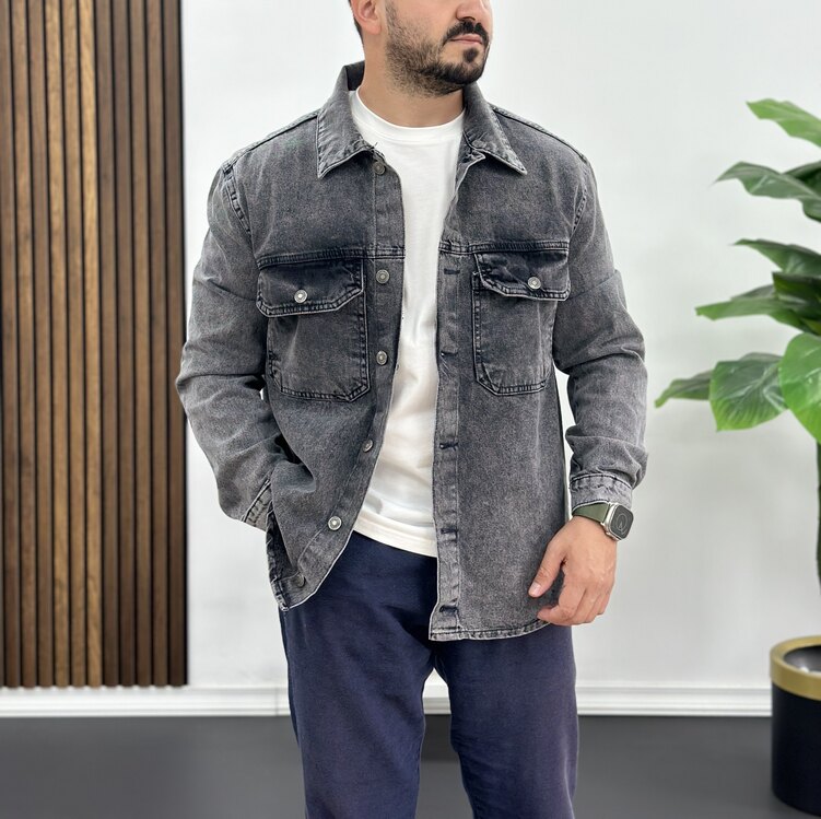 Denim Ceket -Füme