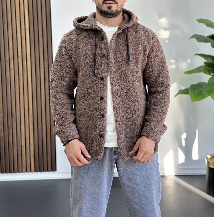 Kapüşonşu Peluş Ceket