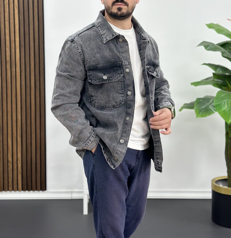 Denim Ceket -Füme