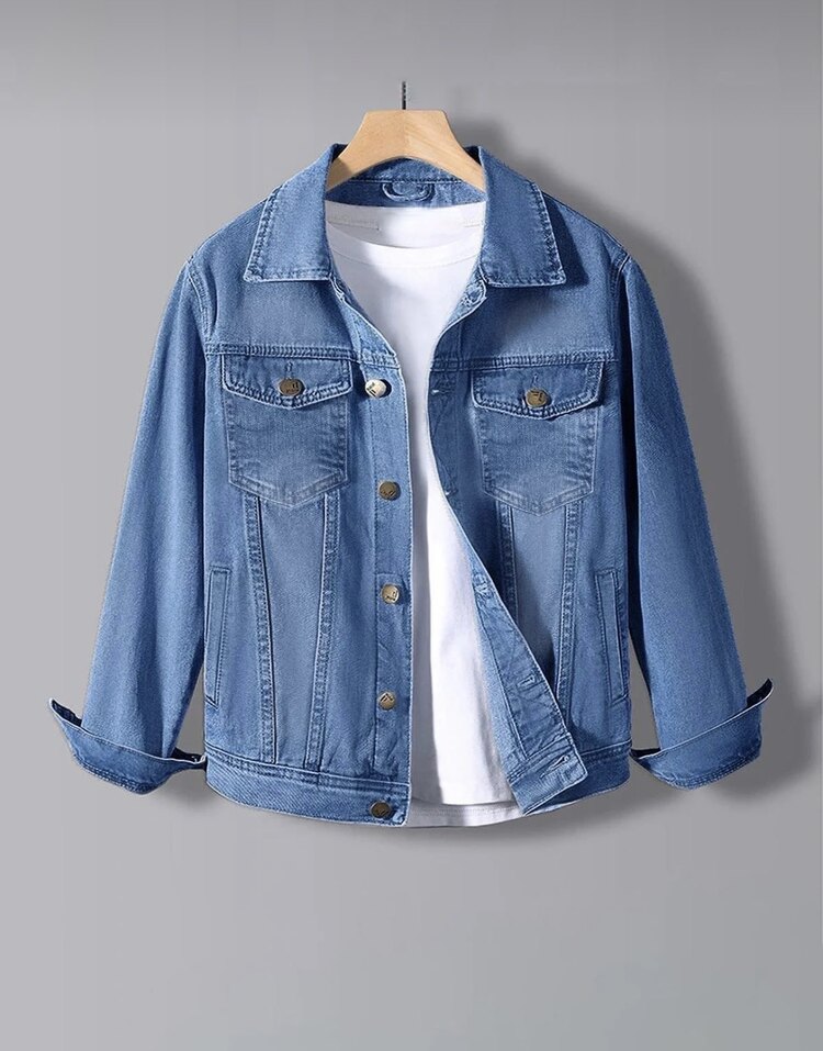 Erkek Slim Fit Denim Ceket Mavi 