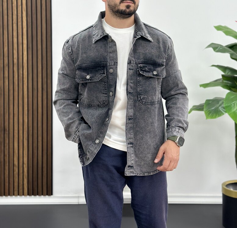 Denim Ceket -Füme
