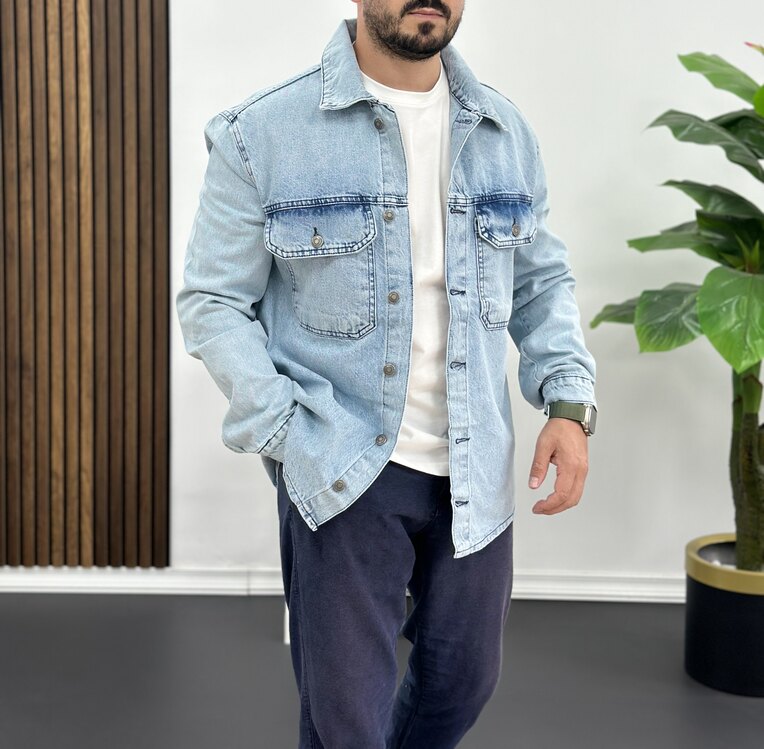 Denim Ceket -Buz mavi
