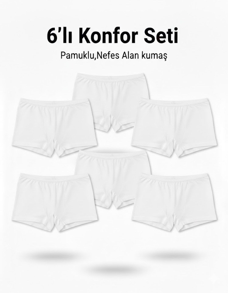 WOAN 6’lı Pamuklu Bayan Boxer Seti – Nefes Alan Konfor İç Giyim