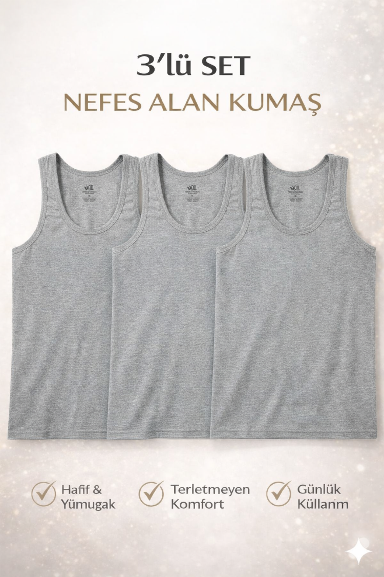 Woan Comfort 3'lü Set - Doğal Terletmeyen Yumuşak Dokulu Günlük Erkek Atlet