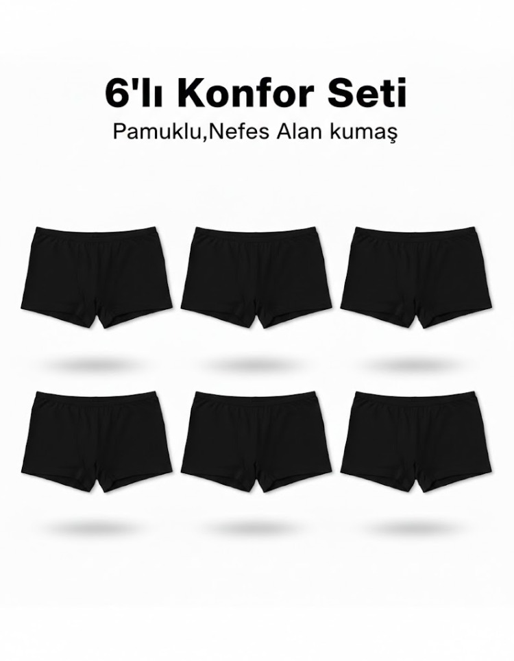 WOAN 6’lı Pamuklu Bayan Boxer Seti – Nefes Alan Konfor İç Giyim