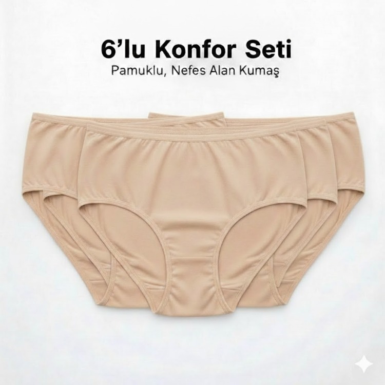 WOAN Pamuklu 6’lı Bayan Külot Seti – Nefes Alan Kumaş – M L XL XXL