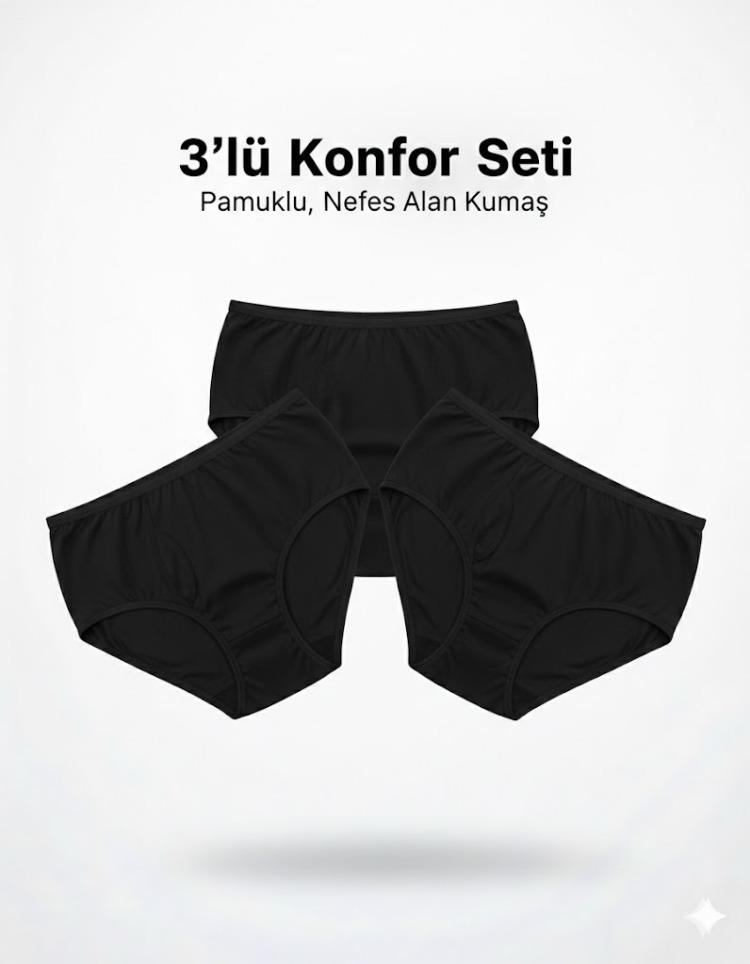 WOAN Pamuklu 3’lü Bayan Külot Seti – Nefes Alan Kumaş – M L XL XXL
