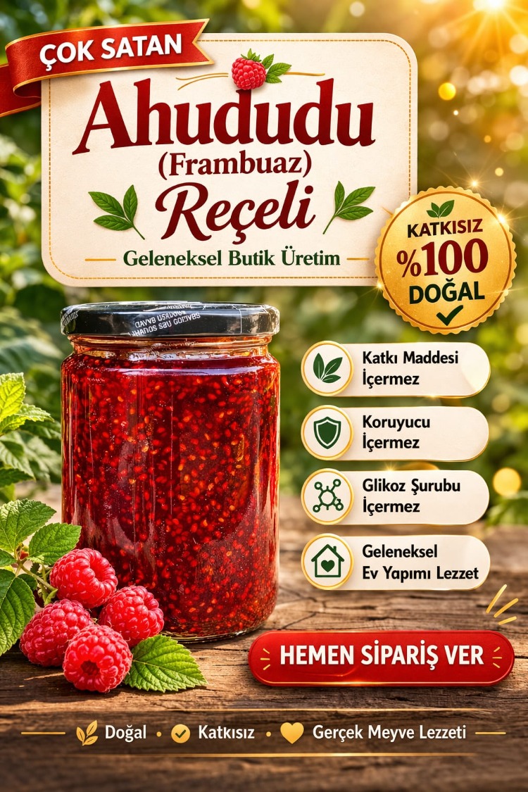  Ahududu Frambuaz Reçeli Ev Yapımı 750 gr %75 Meyve Raspberry Jam
