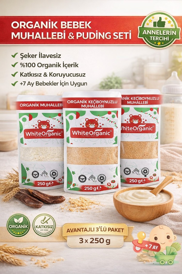 ORGANİK BEBEK MUHALLEBİ PUDİNG SETİ 3 ADET