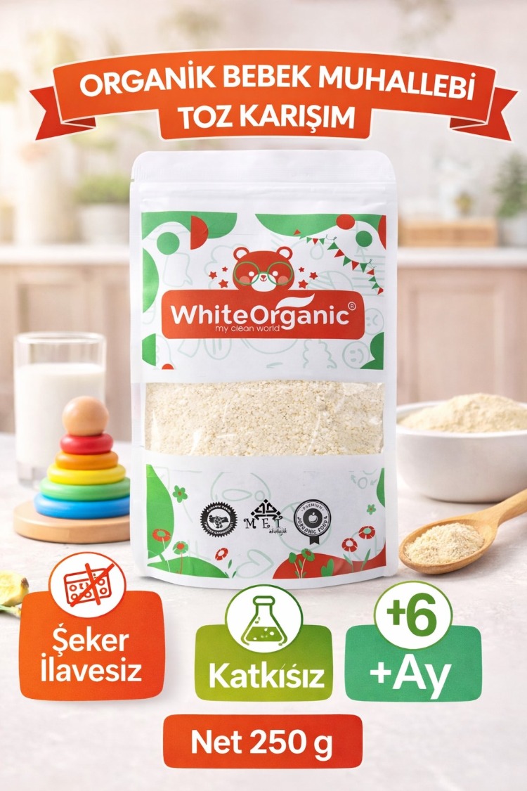 ORGANİK BEBEK MUHALLEBİ KARIŞIMI 250 GR +6 AY