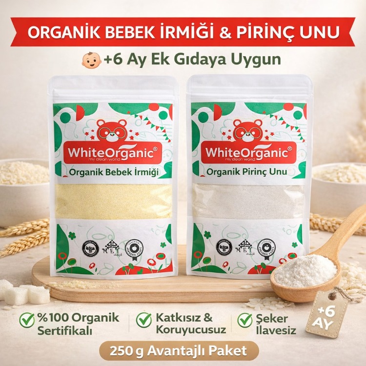 ORGANİK BEBEK İRMİĞİ+PİRİNÇ UNU +6 AY 2'Lİ SET