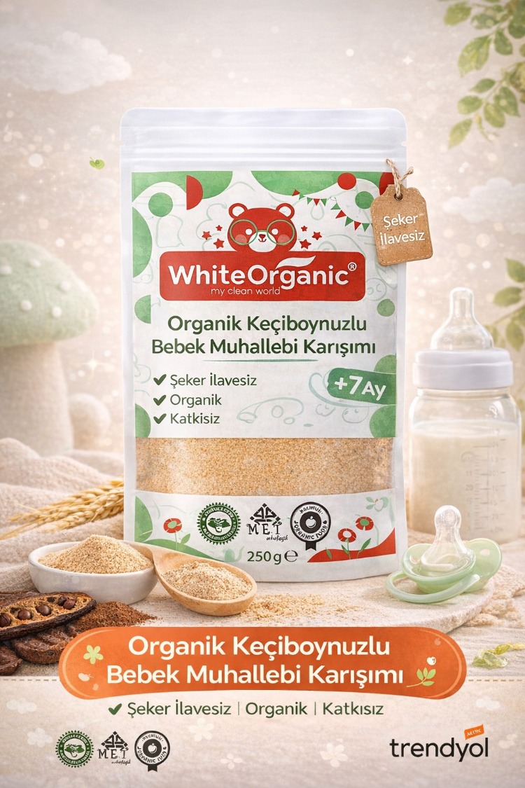 ORGANİK KEÇİBOYNUZLU MUHALLEBİ KARIŞIMI +7 AY 250 GR