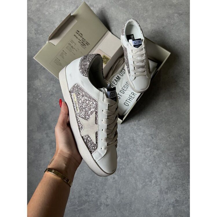 Golden Goose “Beyaz Açık Kahve Simli”