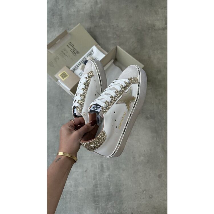Golden Goose “White Gold Glitter” Hi Star