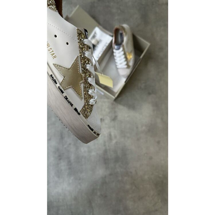 Golden Goose “White Gold Glitter” Hi Star