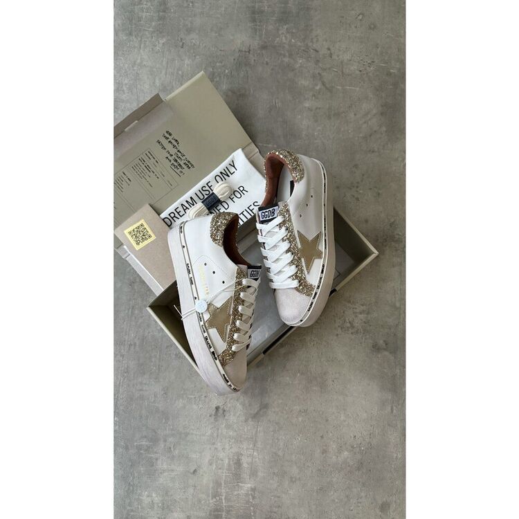 Golden Goose “White Gold Glitter” Hi Star