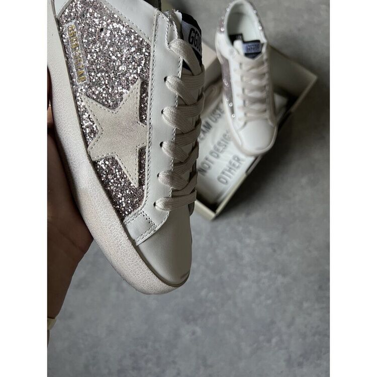 Golden Goose “Beyaz Açık Kahve Simli”