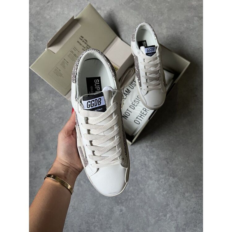 Golden Goose “Beyaz Açık Kahve Simli”
