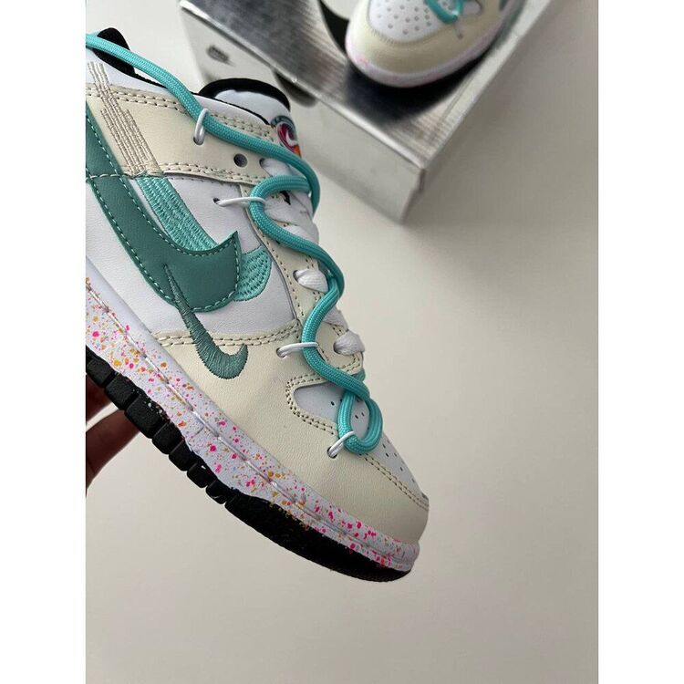 Custom Nike Dunk Low ‘Multiple Aqua Swooshes’ Sail Black
