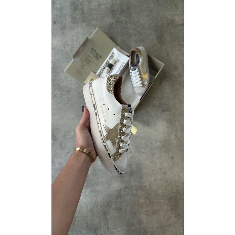 Golden Goose “White Gold Glitter” Hi Star