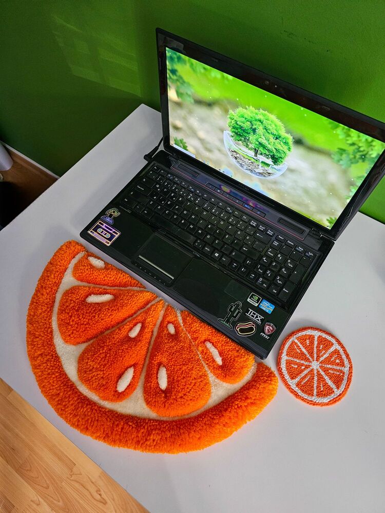 3 boyutlu Portakal Dilimi Tufting Klavye Halısı