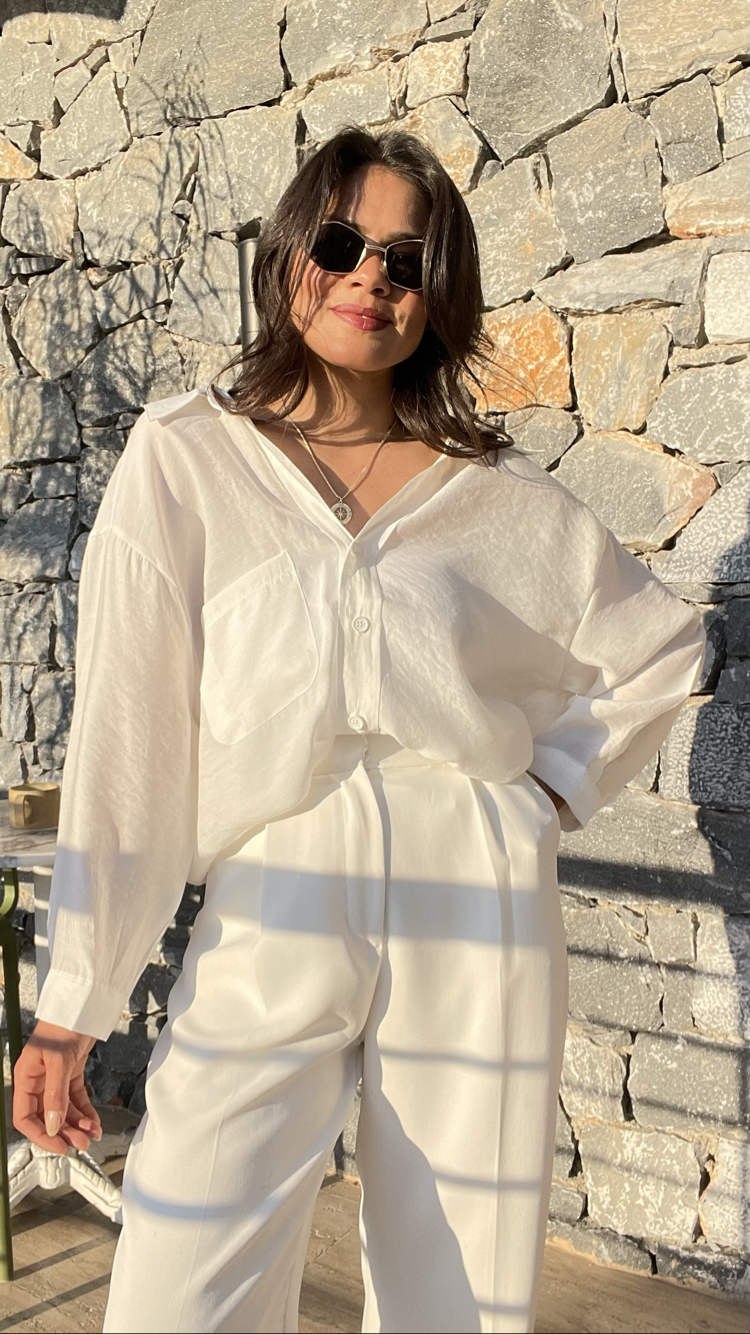 Beyaz Tencel gömlek