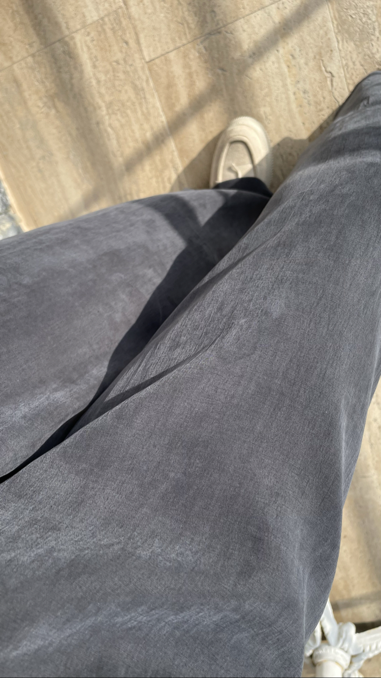 Massimo tozlu siyah Tencel pantolon