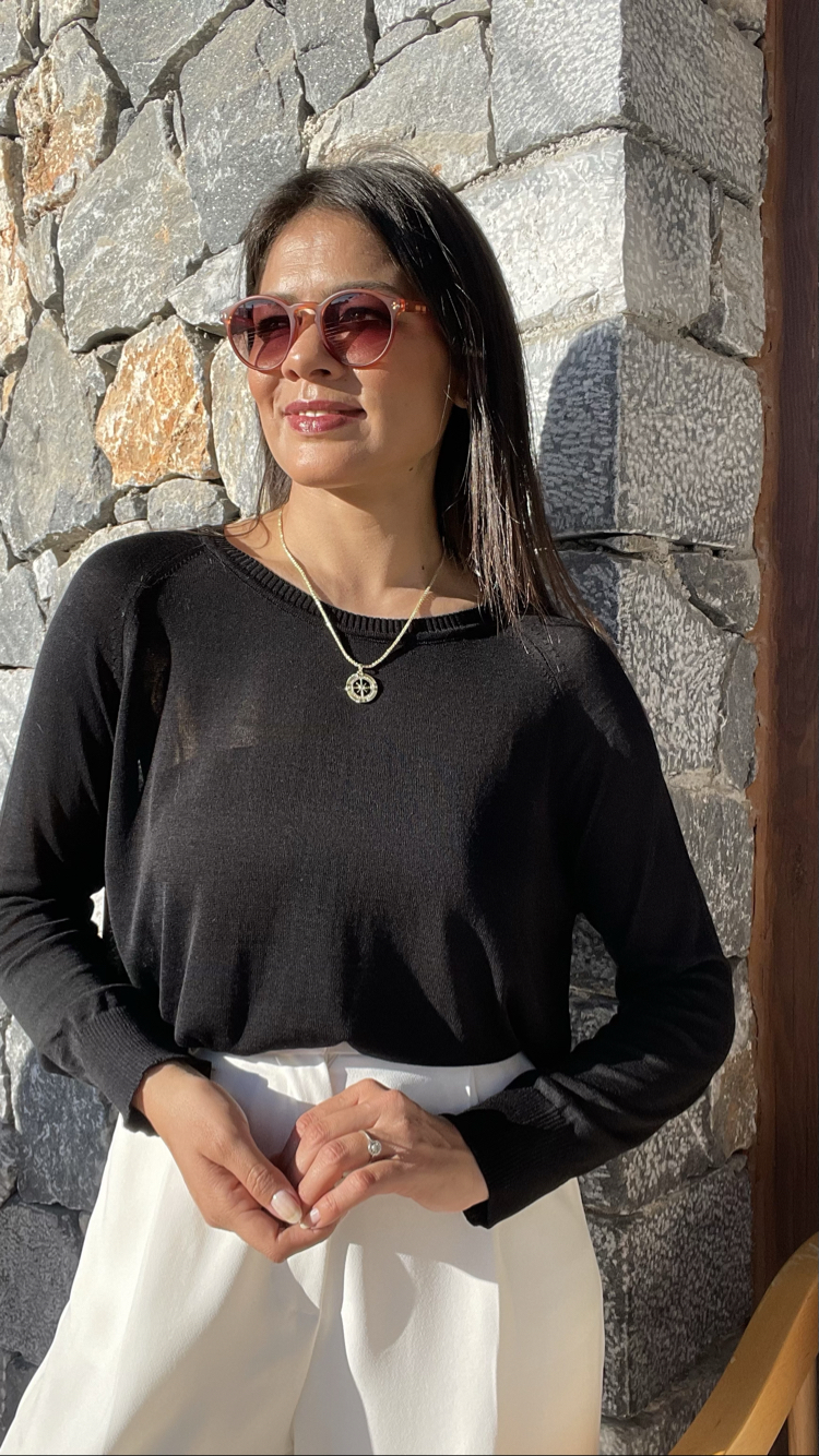 Siyah merserize baharlık triko