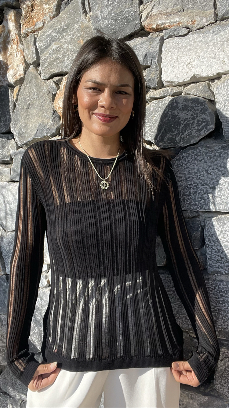 Kaçık model siyah merserize triko 