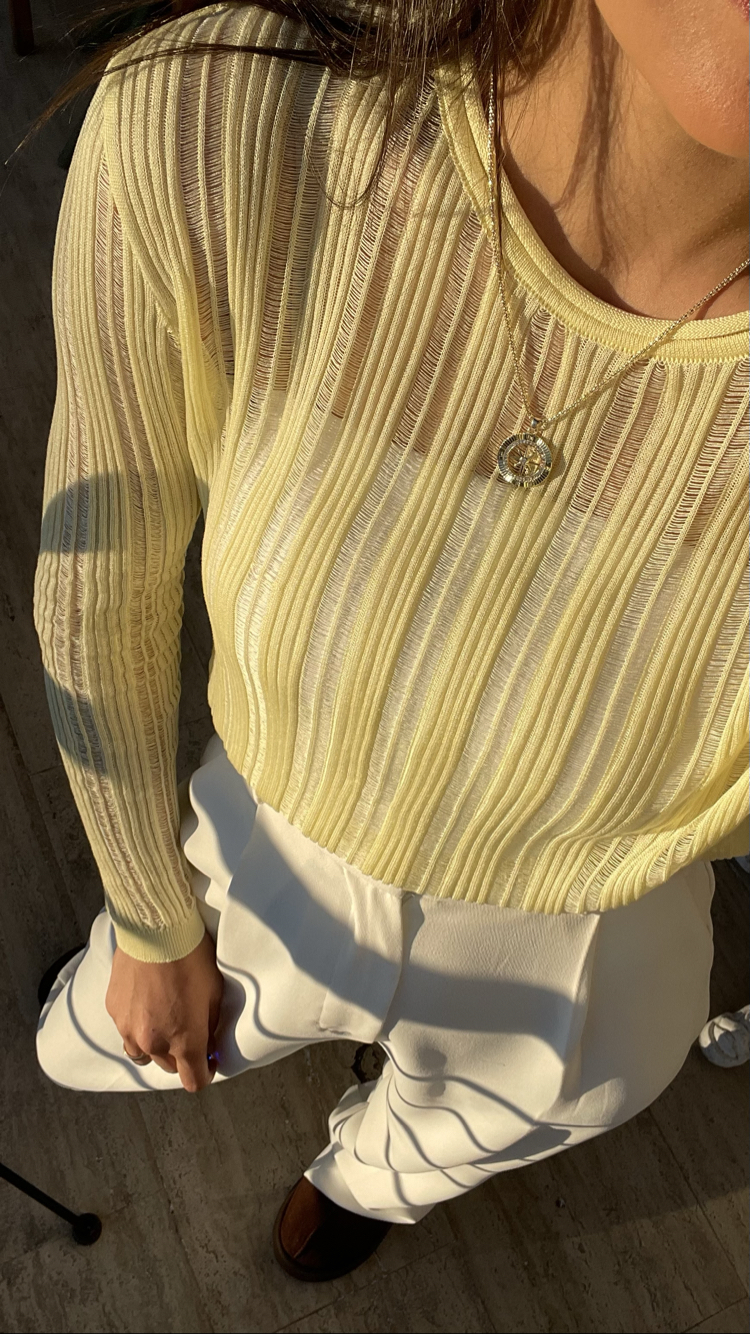 Kaçık model sarı merserize triko