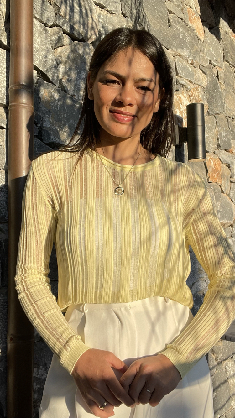 Kaçık model sarı merserize triko