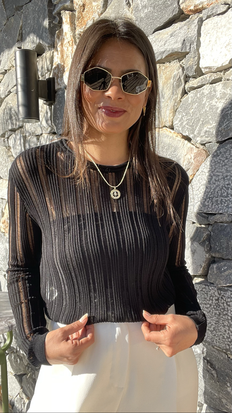 Kaçık model siyah merserize triko 