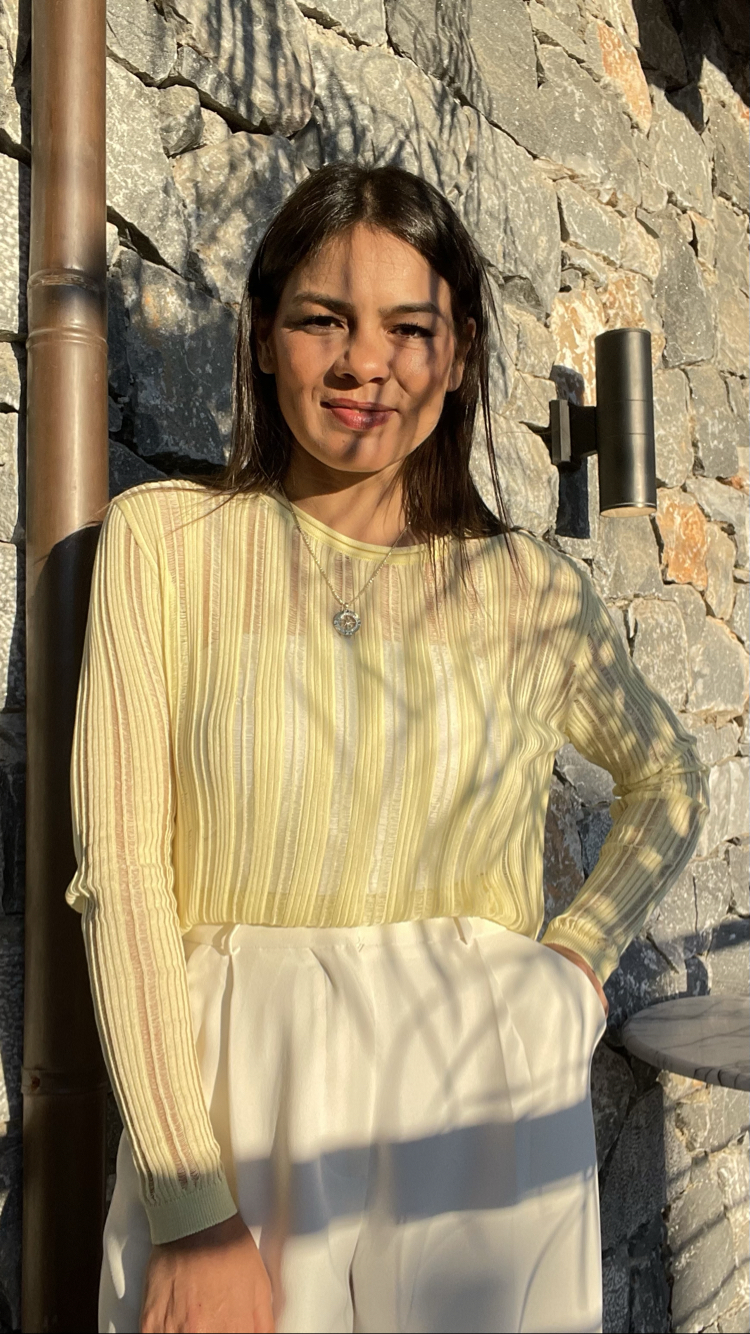Kaçık model sarı merserize triko