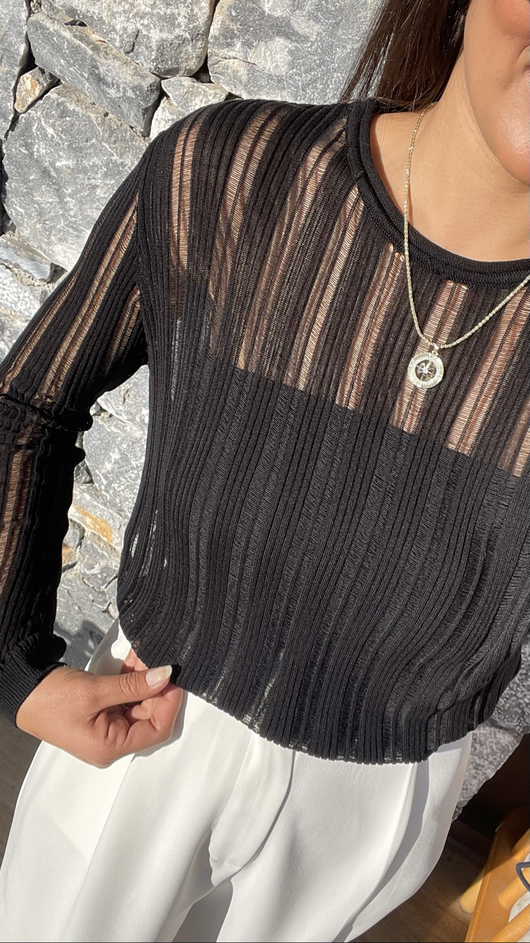 Kaçık model siyah merserize triko 