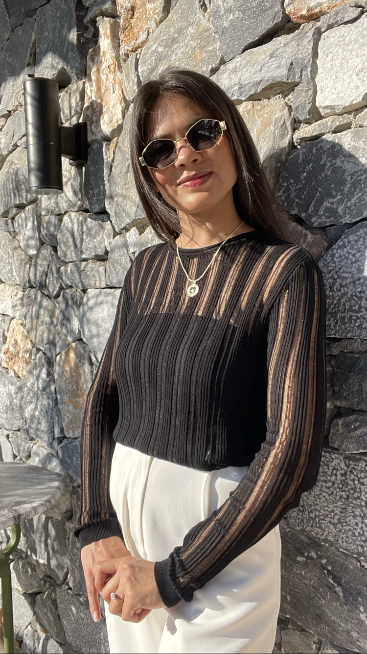 Kaçık model siyah merserize triko 