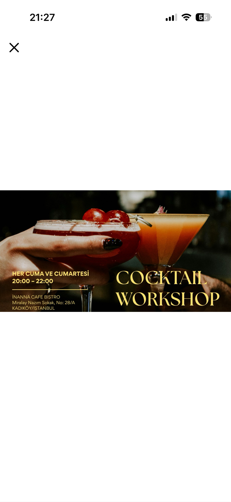 KOKTEYL WORKSHOP ÇİFT KİŞİLİK BİLET (2 KOKTEYL)